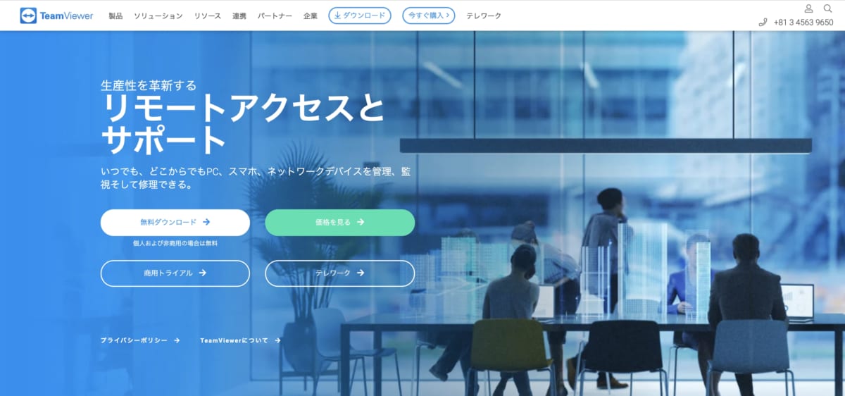 リモートアクセスサービス:TimeViewerのLP画像